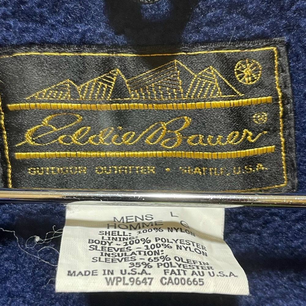 Vtg Eddie Bauer Jacket Men's Sz L Blue Inside Lined FleeceMade in USA. - Picture 7 of 11